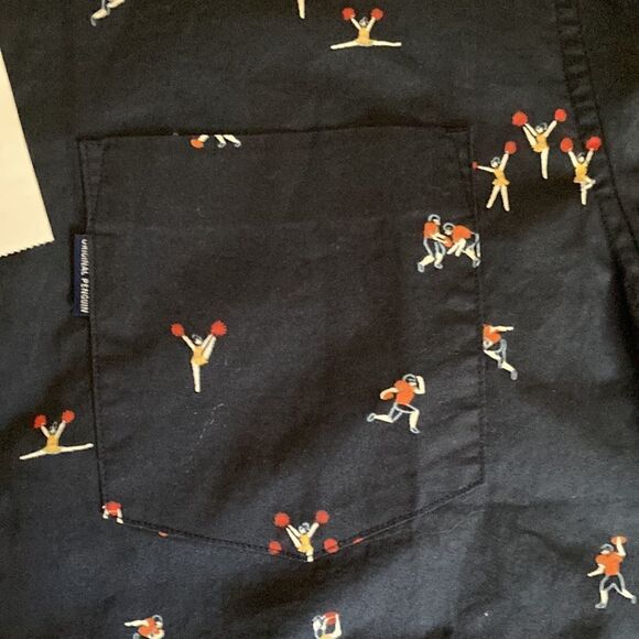 Original Penguin NWT Mens Short Sleeve Football Themed Shirt in Sapphire Blue. - Picture 5 of 9
